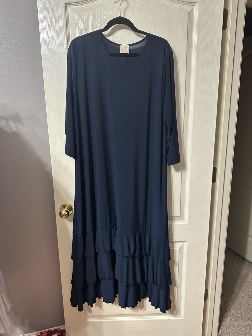 Women’s Navy Ruffle-Hem Midi Dress